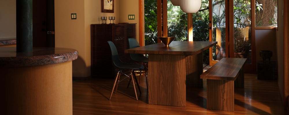 Eames Recycled Molded Plastic Side Chair with Gather Table and Bench